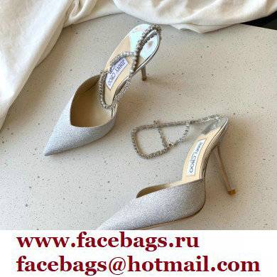 jimmy choo 10cm heel saeda silver sequins pumps with crystal embellishment