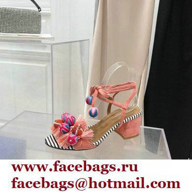 Aquazzura Heel 5.5cm Pom Pom Embellished Fringe Tassel Suede Sandals 03 2022 - Click Image to Close