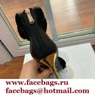 Balmain Heel 10.5cm Fur Sandals Black 2022 - Click Image to Close