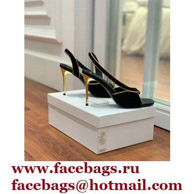 Balmain Heel 9.5cm Macy Slingback Sandals Black 2022 - Click Image to Close