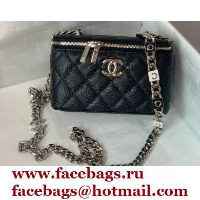 Chanel Caviar Leather Enamel Small Vanity Case with Chain Bag 81194 Black 2022 - Click Image to Close