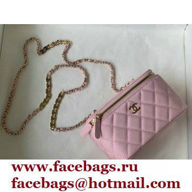 Chanel Caviar Leather Small Vanity Case with Chain Bag 81187 Pink 2022 - Click Image to Close