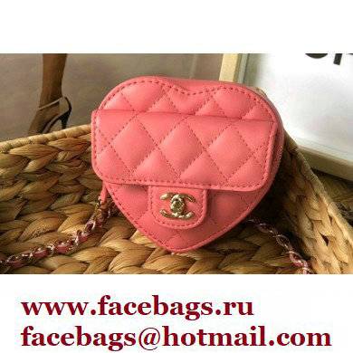 Chanel Heart Belt Bag with Chain Dark Pink 2022