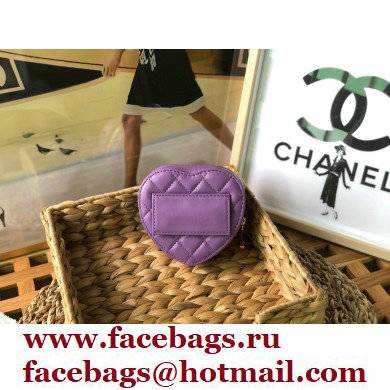 Chanel Heart Belt Bag with Chain Purple 2022