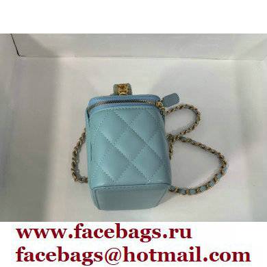 Chanel Small Vanity Case with Logo Chain Handle Bag 81195 Lambskin Blue 2022 - Click Image to Close
