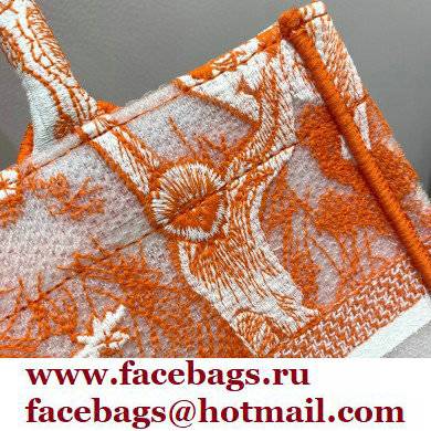 Dior Small Book Tote Bag in Toile de Jouy Transparent Canvas Fluorescent Orange 2022