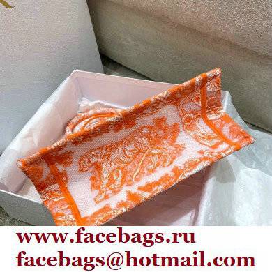 Dior Small Book Tote Bag in Toile de Jouy Transparent Canvas Fluorescent Orange 2022 - Click Image to Close
