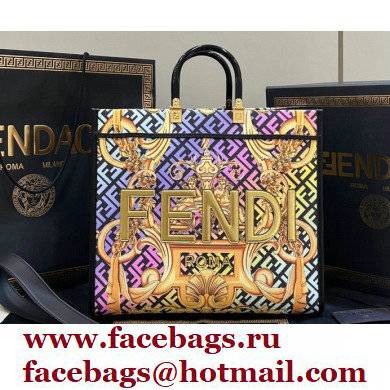 Fendi x Versace Sunshine Large Shopper Tote Bag Fendace Printed FF Fabric Gold Baroque print 2022