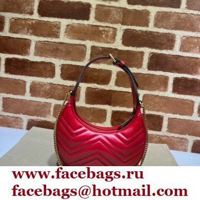 Gucci GG Marmont half-moon-shaped mini bag 699514 Red 2022