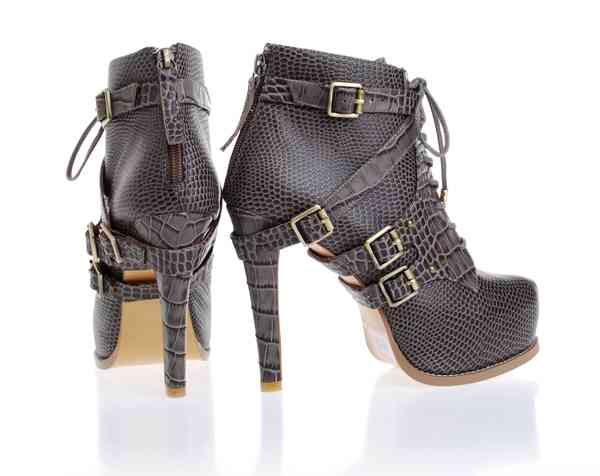 Christian Dior boots 33102 gray leather with snake veins - Click Image to Close